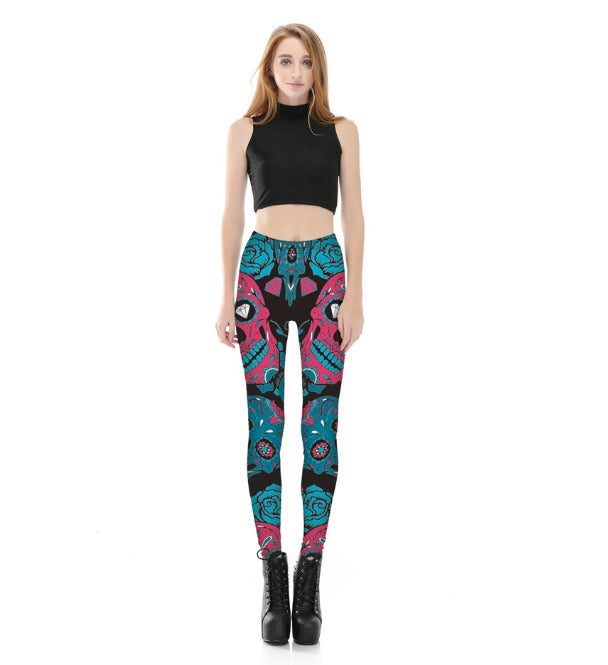 Legging de sport femme Crâne Mexicain "CALAVERA" femme face