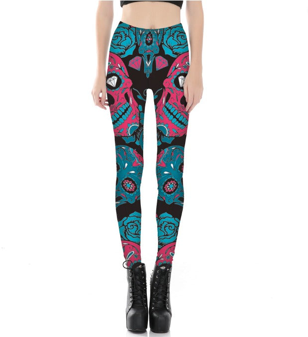 Legging de sport femme Crâne Mexicain "CALAVERA" face