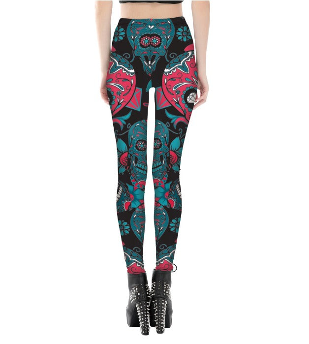 Legging de sport femme Crâne Mexicain "CALAVERA" arriere