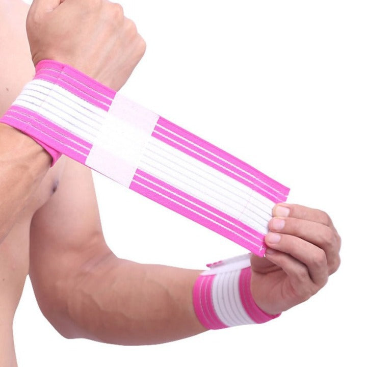 Bande de Poignet Élastique Musculation rose et blanc