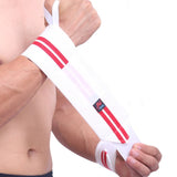 Bande de Poignet Musculation avec attache pouce blanc et rouge