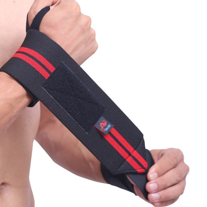 Bande de Poignet Musculation avec attache pouce noir et rouge