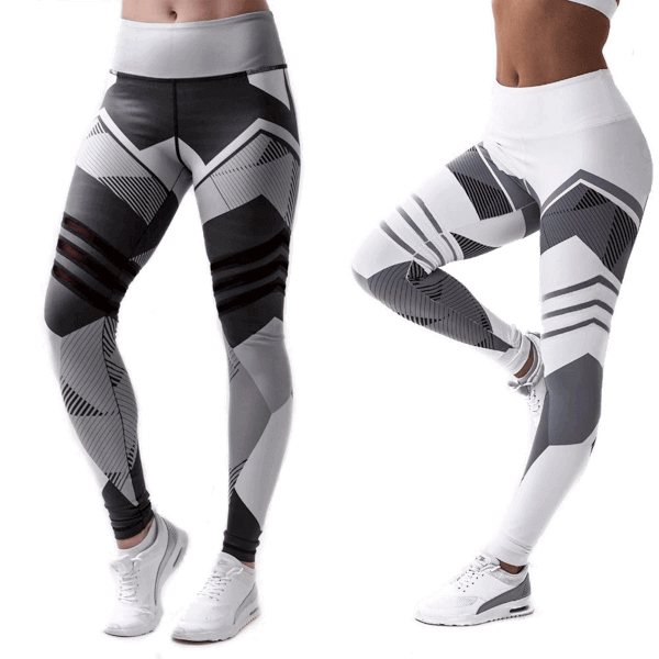 Legging femme sport/fitness noir et blanc