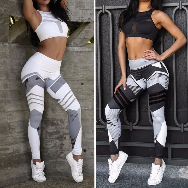 Legging femme sport/fitness noir et blanc