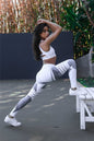 Legging femme sport/fitness noir et blanc