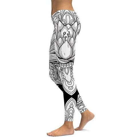 Legging femme sport fitness avec dessin blanc