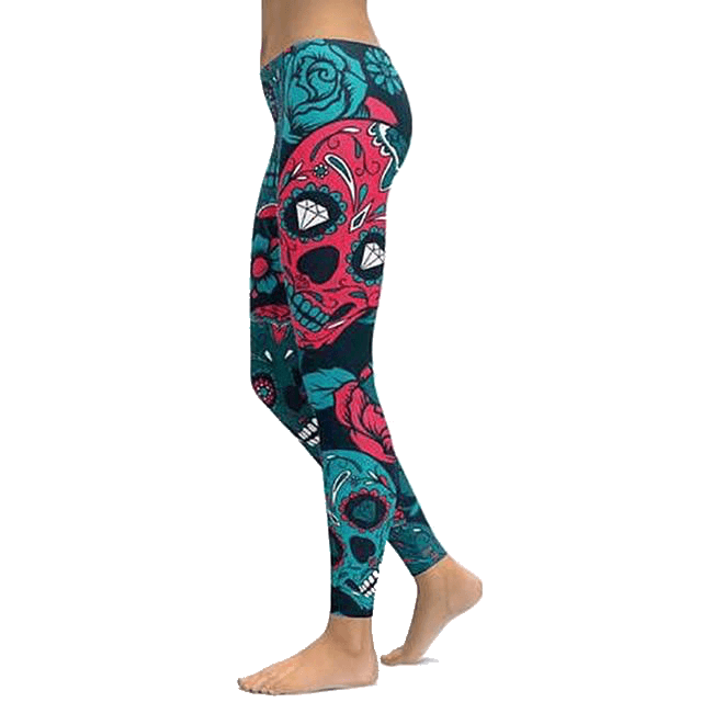 Legging femme sport fitness tête de mort