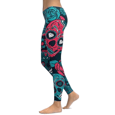 Legging sport femme sales tete de mort