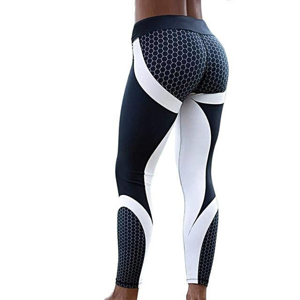 Legging femme sport fitness noir et blanc